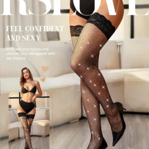 rhinestone fishnets thigh high 2
