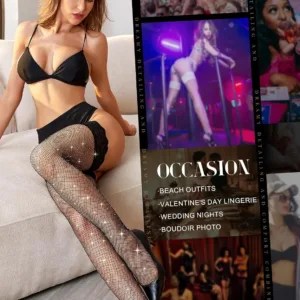 rhinestone fishnets thigh high 5