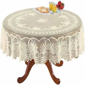 round beige lace tablecloth 1