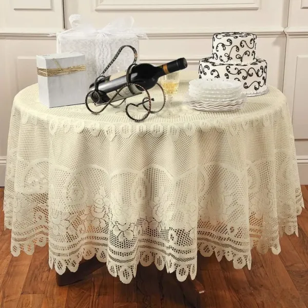 round beige lace tablecloth 4