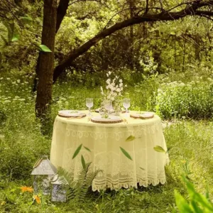 round beige lace tablecloth 5