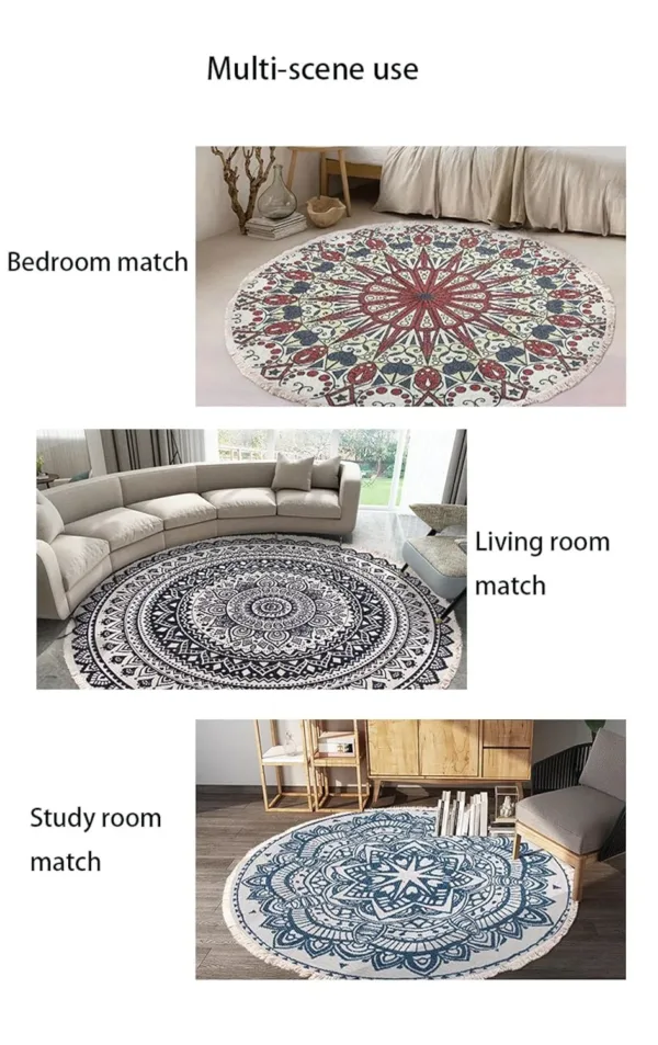 round carpet cotton linen 5