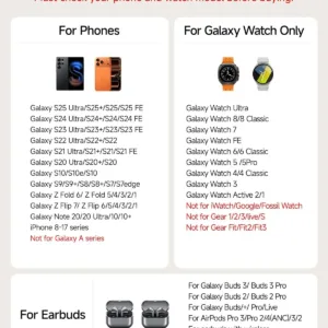 This SwanScout 708S 3-in-1 wireless charging station with a curved digital clock display charges Samsung phones, Galaxy Watches, and earbuds simultaneously while offering adjustable brightness settings for peaceful sleep.