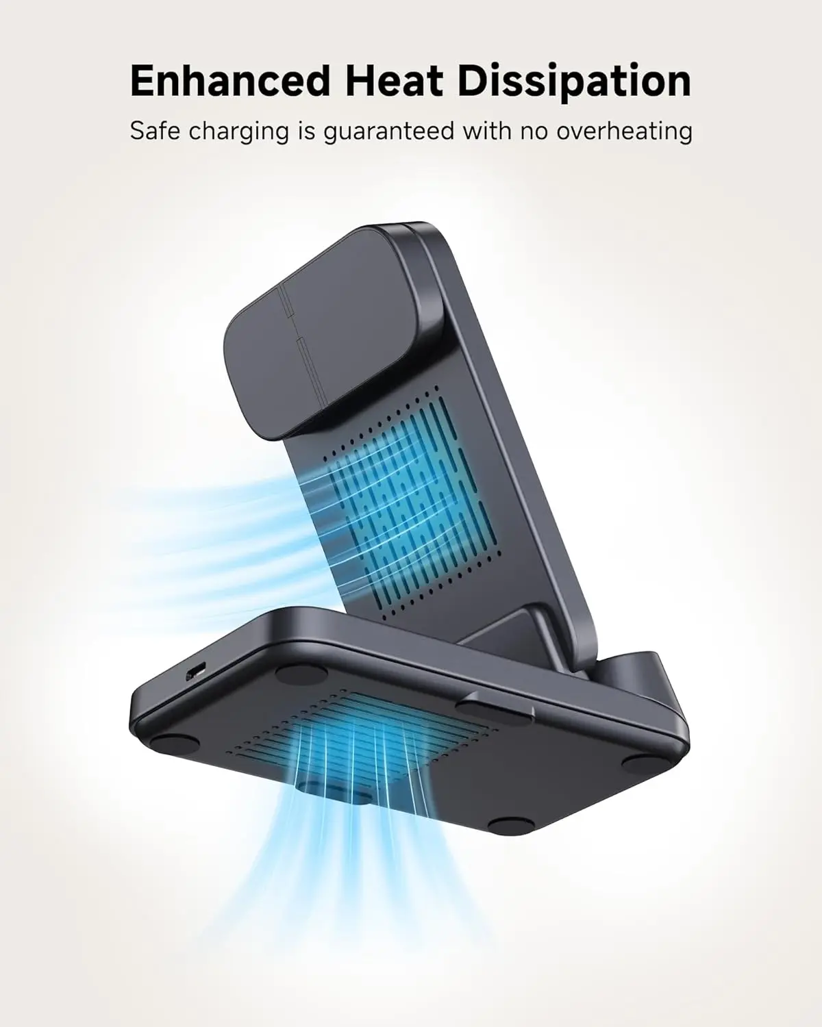 This SwanScout 708S 3-in-1 wireless charging station with a curved digital clock display charges Samsung phones, Galaxy Watches, and earbuds simultaneously while offering adjustable brightness settings for peaceful sleep.