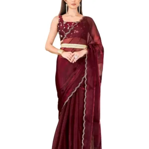 satin saree embroidered blouse 1