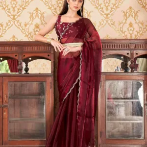 satin saree embroidered blouse 2