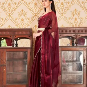 satin saree embroidered blouse 3