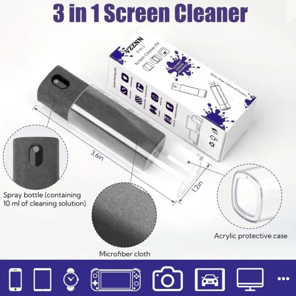 This 50-pack of gray 3-in-1 screen cleaner spray wipes effectively removes fingerprints and dirt from touchscreens on phones, laptops, iPads, TVs, and car screens, featuring a built-in cleaning solution and reusable microfiber cloth.