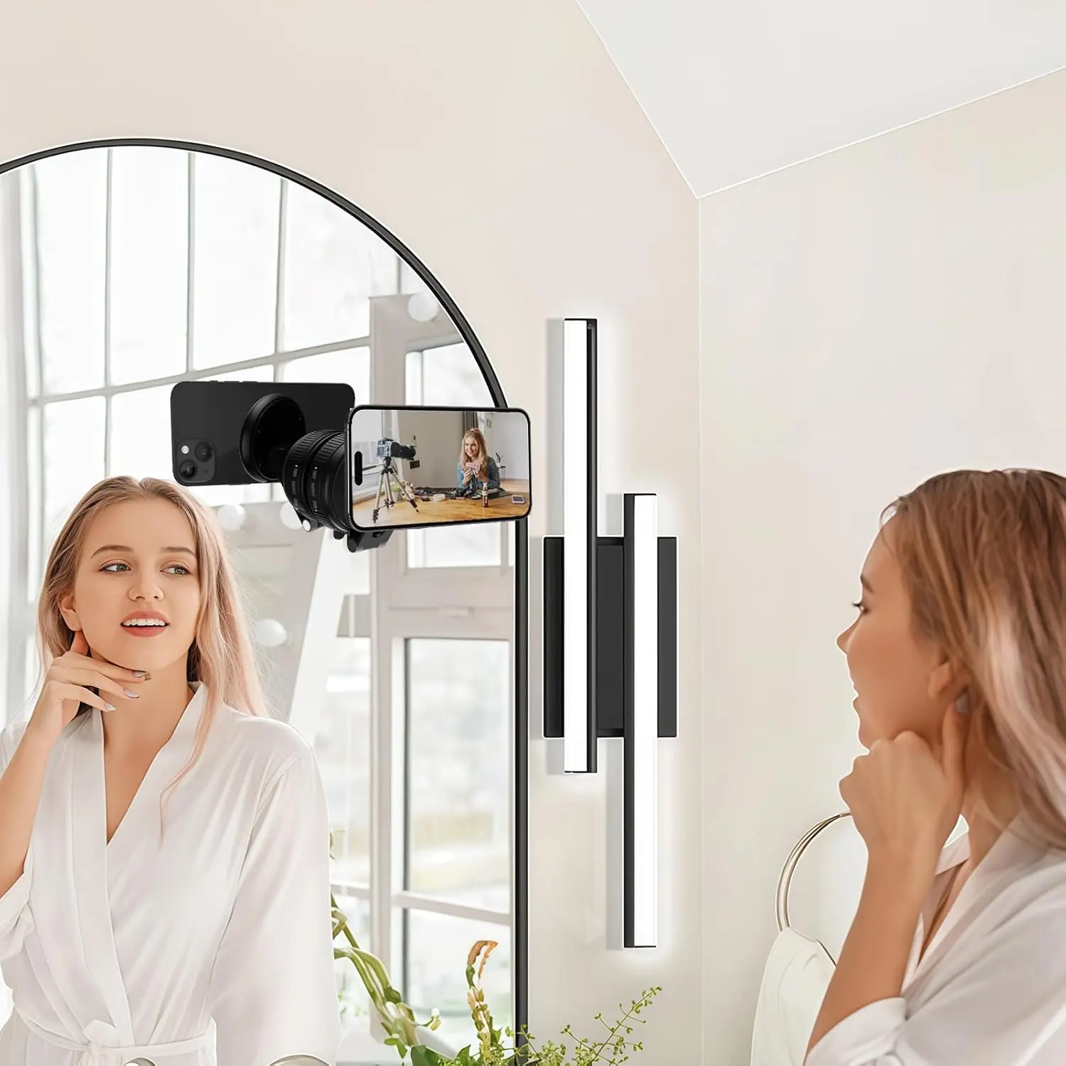 This magnetic shower phone holder with reusable suction cup allows you to securely mount your Magsafe iPhone 12-17 to bathroom mirror, shower, window, car dashboard, or any flat surface.