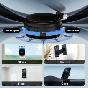 This magnetic shower phone holder with reusable suction cup allows you to securely mount your Magsafe iPhone 12-17 to bathroom mirror, shower, window, car dashboard, or any flat surface.