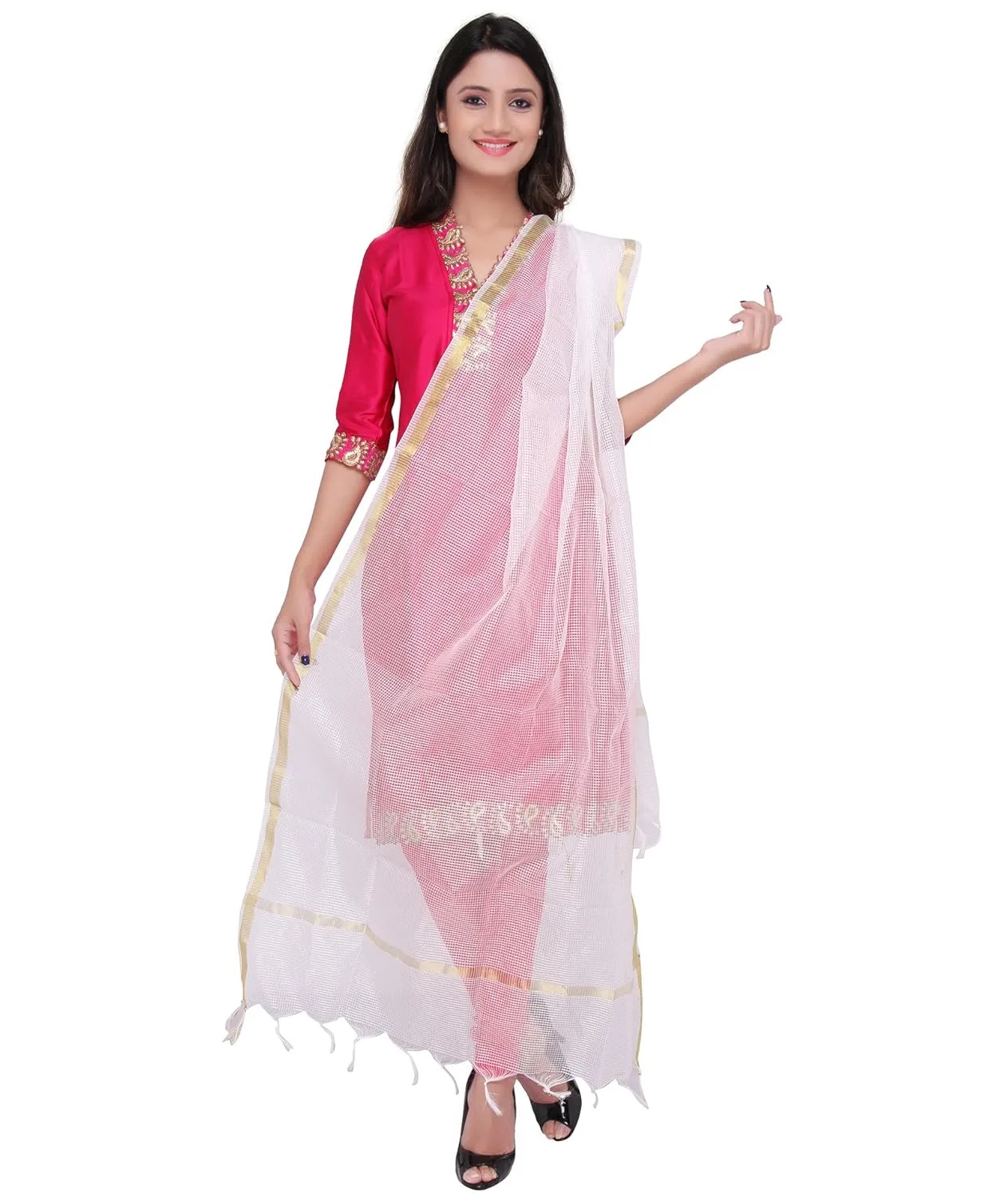 silk checkered dupatta 1