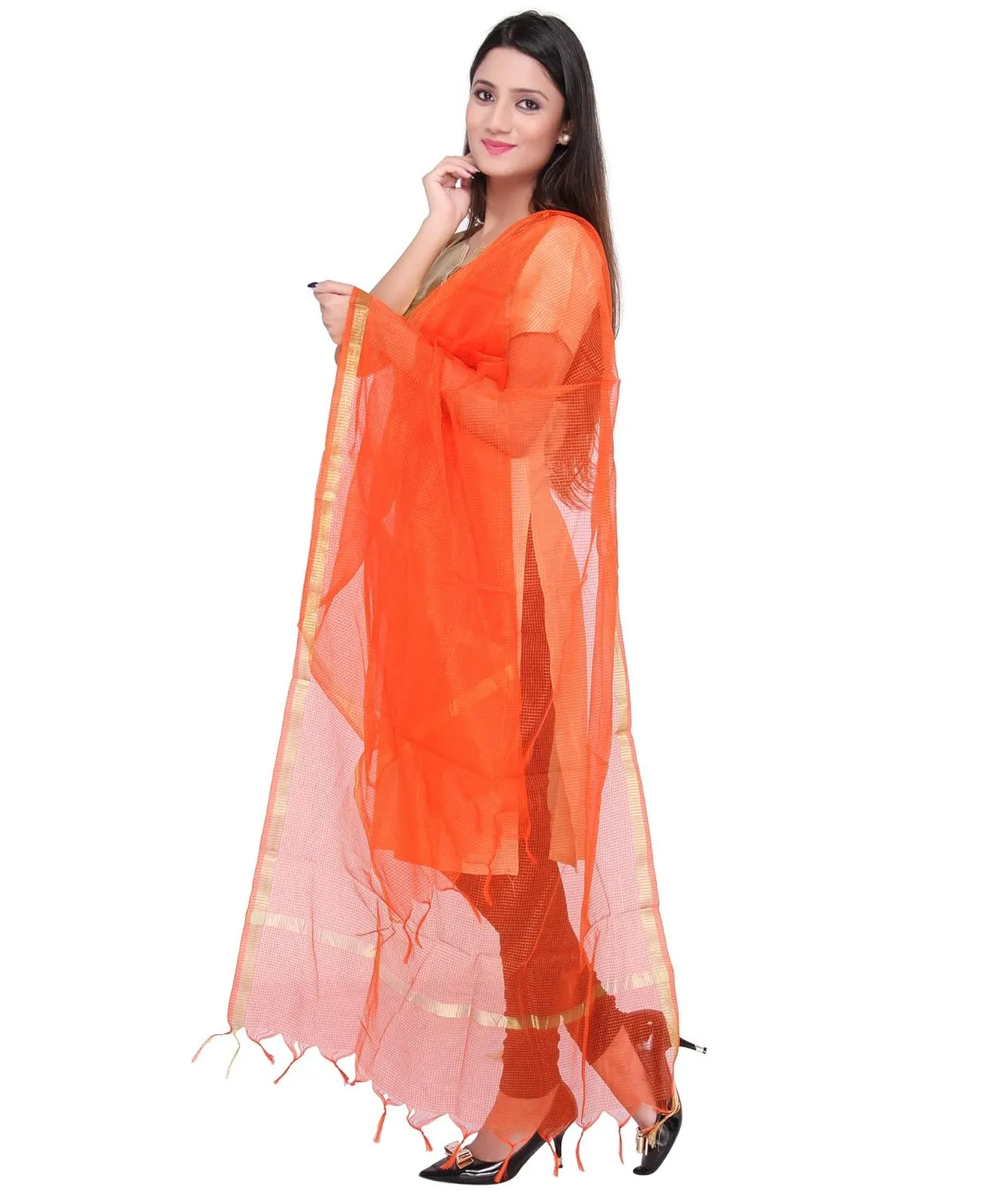 silk dupatta orange 2