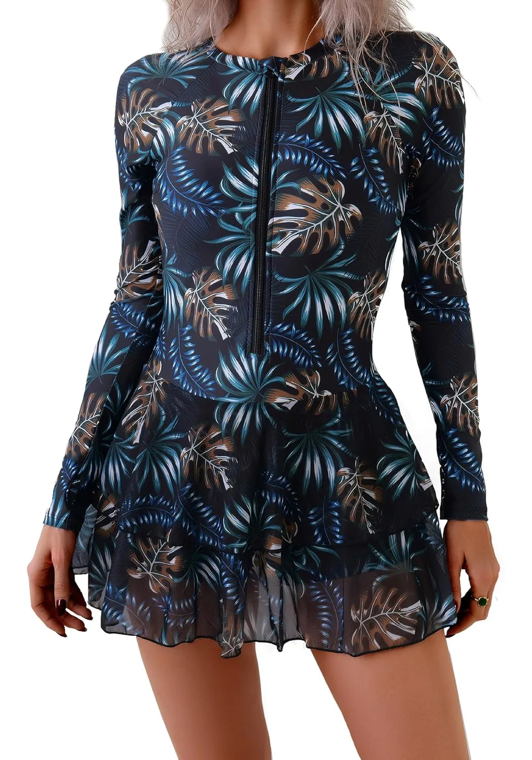 skirted swimsuit long sleeve 1