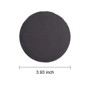 This set of four black slate coasters features a natural, rough-edged design, providing a rustic and stylish surface to protect furniture from drink spills and water rings in your kitchen, living room, or bar area.