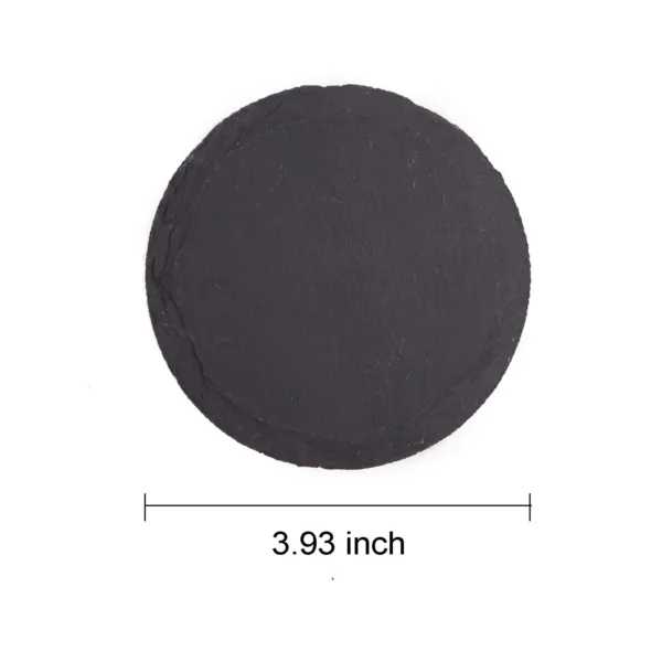 This set of four black slate coasters features a natural, rough-edged design, providing a rustic and stylish surface to protect furniture from drink spills and water rings in your kitchen, living room, or bar area.