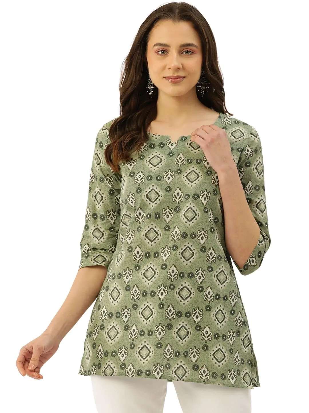 sleeve v neck kurti 1