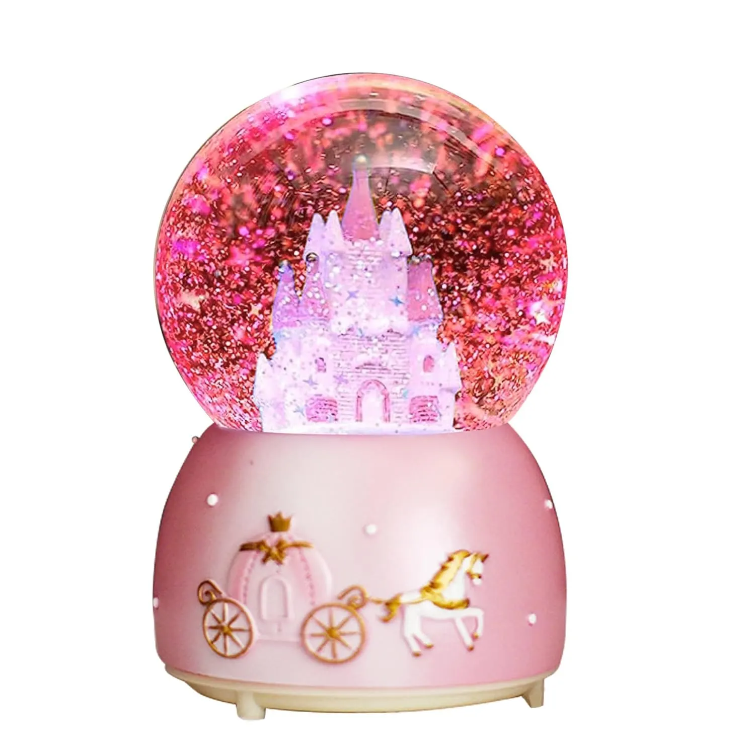 snow globe pink castle 1