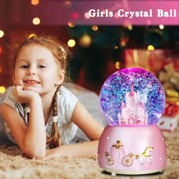 snow globe pink castle 4