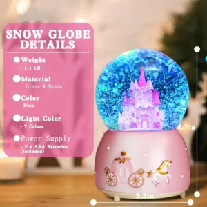 snow globe pink castle 6