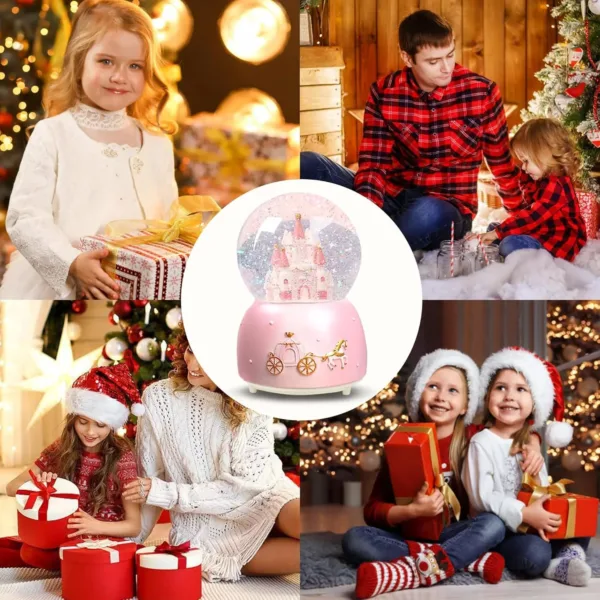 snow globe pink castle 7