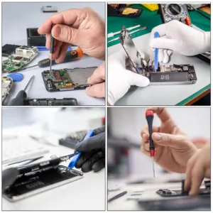 This 10-in-1 spudger pry tool set is designed for repairing electronics like phones, laptops, and tablets, featuring curved pry blades for easy and safe opening.
