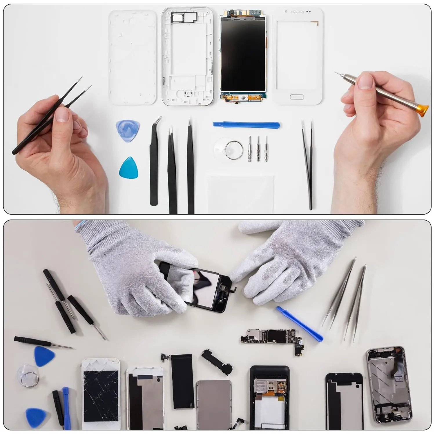 This 10-in-1 spudger pry tool set is designed for repairing electronics like phones, laptops, and tablets, featuring curved pry blades for easy and safe opening.