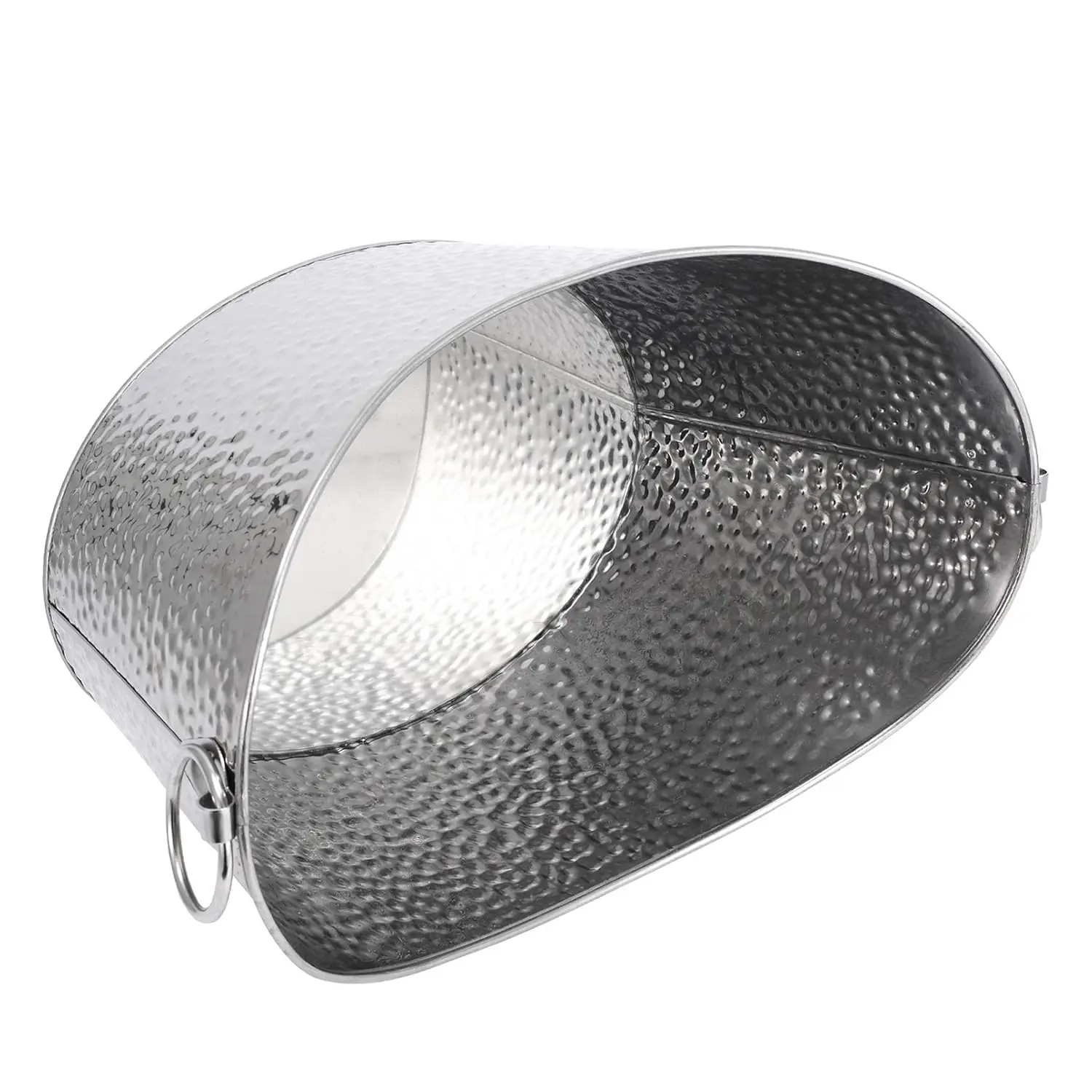 This stainless steel 12L beverage tub with sturdy metal handles keeps wine, beer, juice, and other drinks cool with ice, perfect for parties, weddings, and outdoor gatherings.