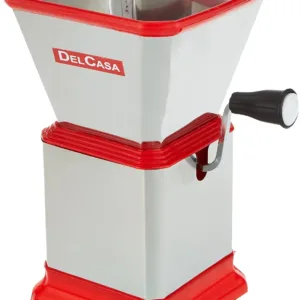 This is a stainless steel multi-color food chopper for chopping vegetables and onions with a rotating blade, reducing workload in the kitchen.