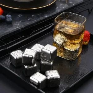 These reusable stainless steel ice cubes with a storage box and tongs provide a safe, fast, and easy way to chill drinks without diluting them.
