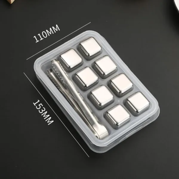 These reusable stainless steel ice cubes with a storage box and tongs provide a safe, fast, and easy way to chill drinks without diluting them.