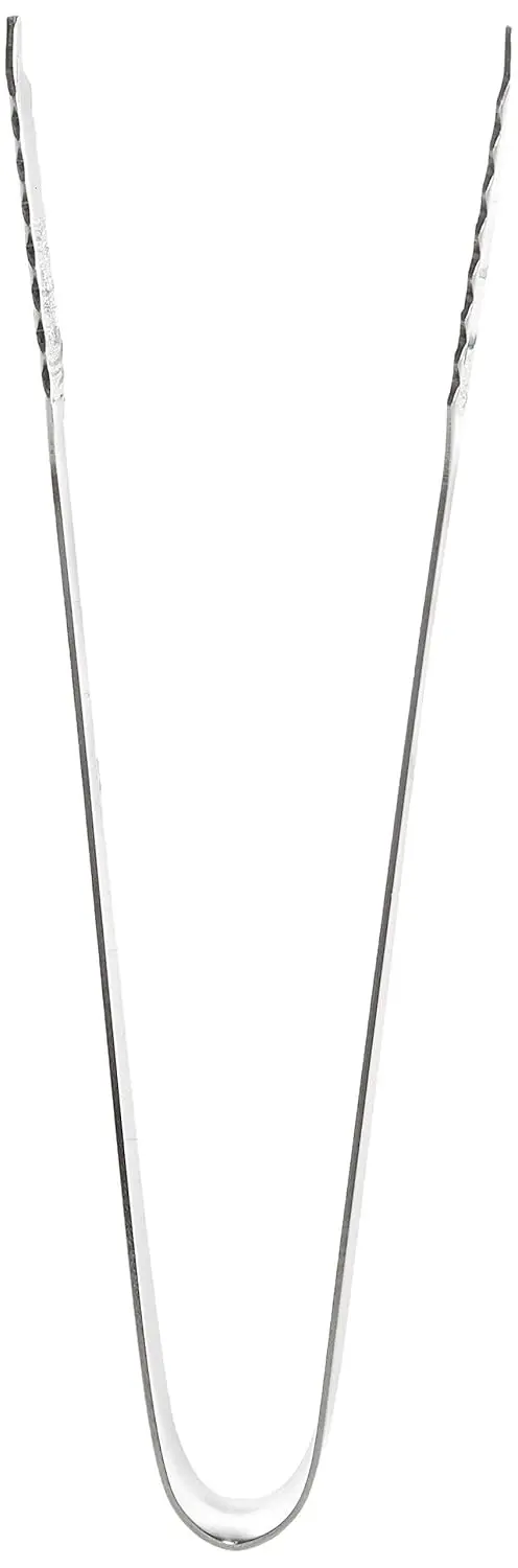A durable stainless steel Prestige ice tong shaped for easily picking up ice cubes.