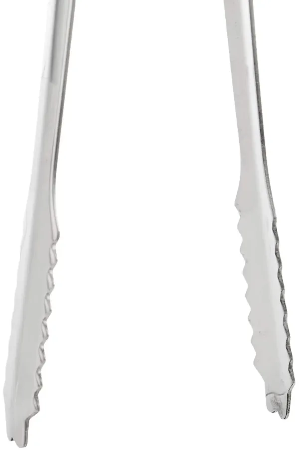 A durable stainless steel Prestige ice tong shaped for easily picking up ice cubes.