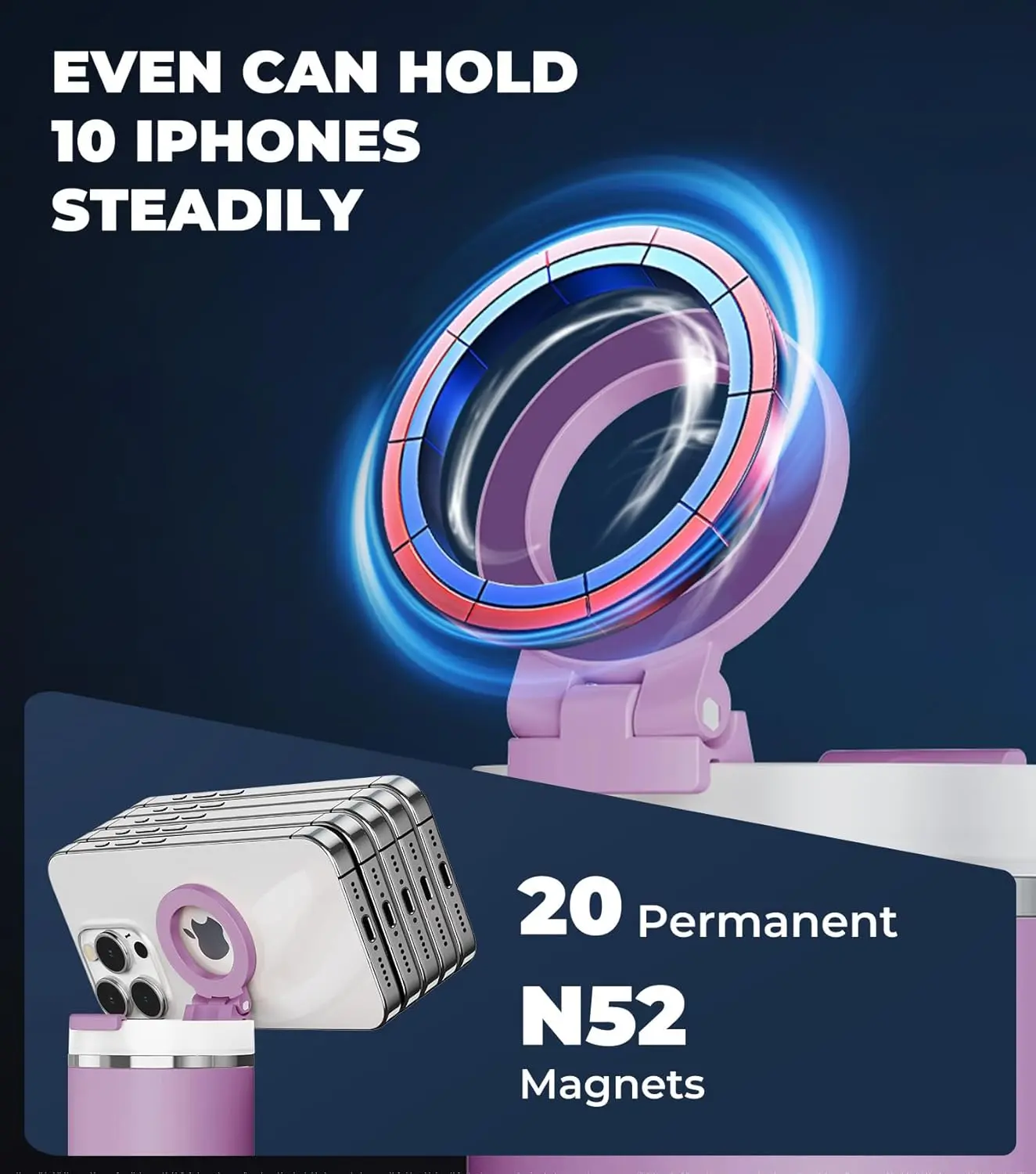 This magnetic phone holder for Stanley cups holds your phone securely while you stay hydrated, providing a convenient hands-free experience.