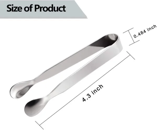 This six-piece set of stainless steel mini serving tongs is perfect for serving sugar cubes, appetizers, ice, and other small items at a party, buffet, or in the kitchen.