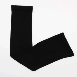 A pair of black sun protection arm sleeves, designed for both men and women, protect arms from sun exposure during outdoor activities.