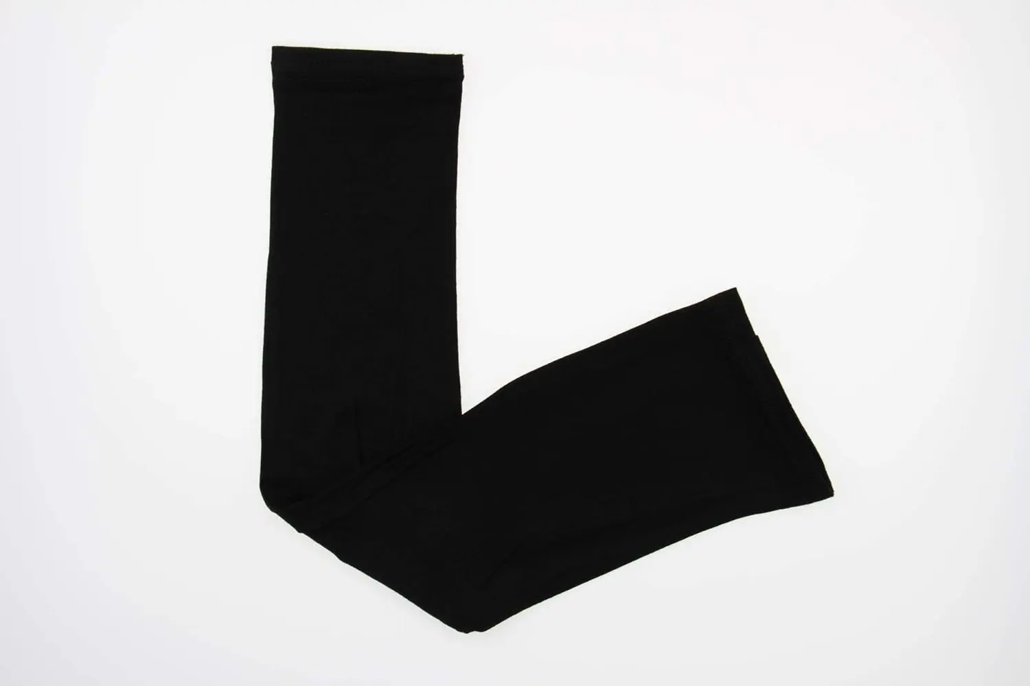 A pair of black sun protection arm sleeves, designed for both men and women, protect arms from sun exposure during outdoor activities.