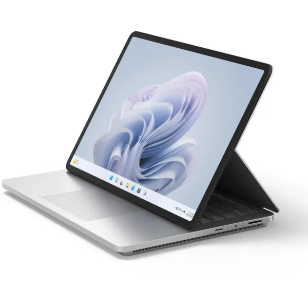 The Microsoft Surface Laptop Studio 2 features a 14.4-inch touchscreen, 16GB of memory, and a 512GB SSD for storing files, offering up to 19 hours of battery life.