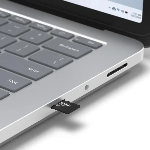 The Microsoft Surface Laptop Studio 2 features a 14.4-inch touchscreen, 16GB of memory, and a 512GB SSD for storing files, offering up to 19 hours of battery life.