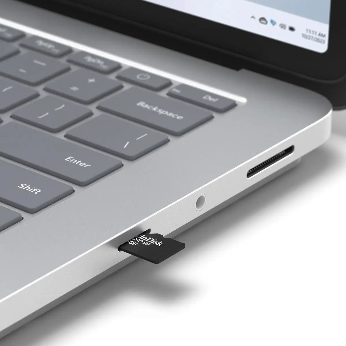 The Microsoft Surface Laptop Studio 2 features a 14.4-inch touchscreen, 16GB of memory, and a 512GB SSD for storing files, offering up to 19 hours of battery life.