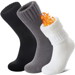 These thermal wool socks are designed for extreme temperatures, keeping feet warm and comfortable in cold weather, making them perfect for skiing, hiking, or just relaxing at home.