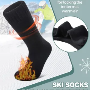 These thermal wool socks are designed for extreme temperatures, keeping feet warm and comfortable in cold weather, making them perfect for skiing, hiking, or just relaxing at home.