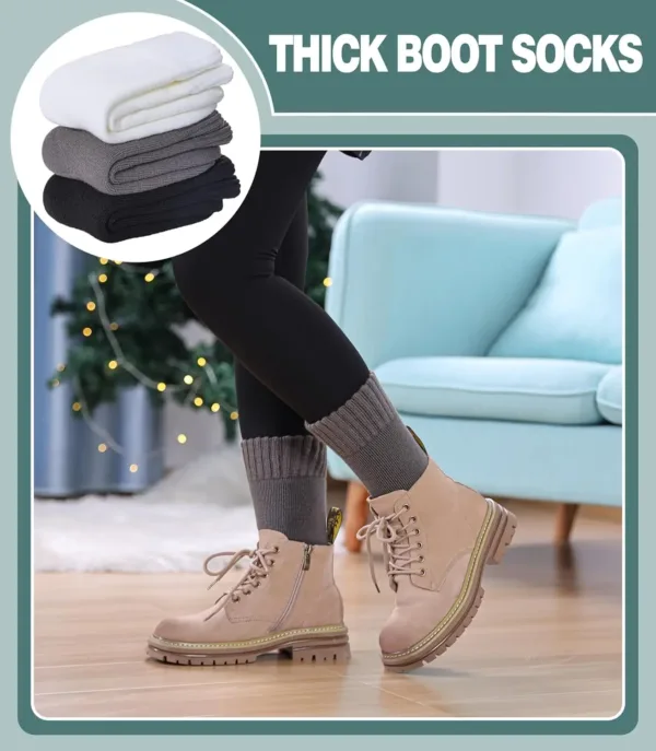 These thermal wool socks are designed for extreme temperatures, keeping feet warm and comfortable in cold weather, making them perfect for skiing, hiking, or just relaxing at home.