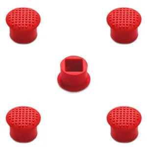 This set of five red MMOBIEL TrackPoint caps with a soft dome and rim are compatible with Lenovo ThinkPad laptops, providing improved grip and precision for pointer control.
