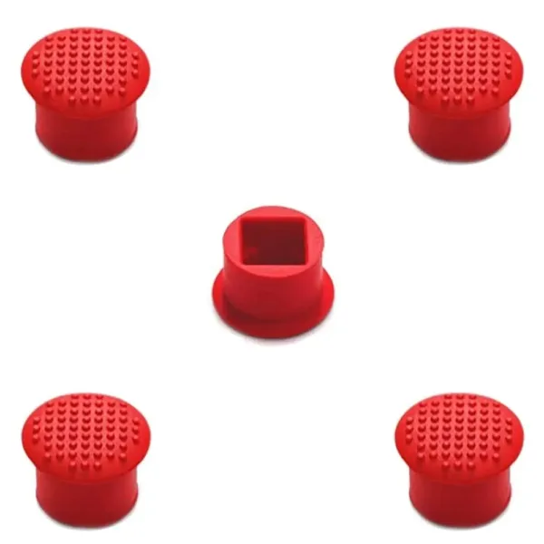 This set of five red MMOBIEL TrackPoint caps with a soft dome and rim are compatible with Lenovo ThinkPad laptops, providing improved grip and precision for pointer control.