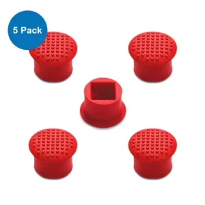This set of five red MMOBIEL TrackPoint caps with a soft dome and rim are compatible with Lenovo ThinkPad laptops, providing improved grip and precision for pointer control.