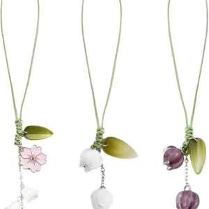 This set of three tulip phone charms features delicate glazed flower designs in different styles, adding a unique and lovely touch to your cell phone, keys, backpack, or other accessories while also preventing loss.