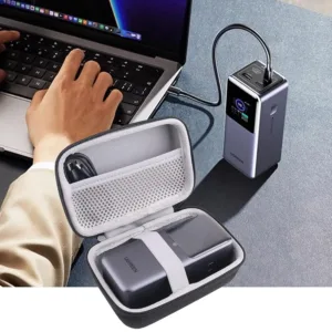 This is a black WERJIA hard EVA case designed to protect your UGREEN Nexode 20000mAh 165W or 25000mAh 200W portable charger from bumps, dents, and scratches during travel and storage; case only, device not included.