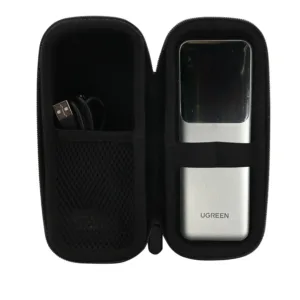 This is a black WERJIA hard EVA case designed to protect your UGREEN Nexode 20000mAh 165W or 25000mAh 200W portable charger from bumps, dents, and scratches during travel and storage; case only, device not included.
