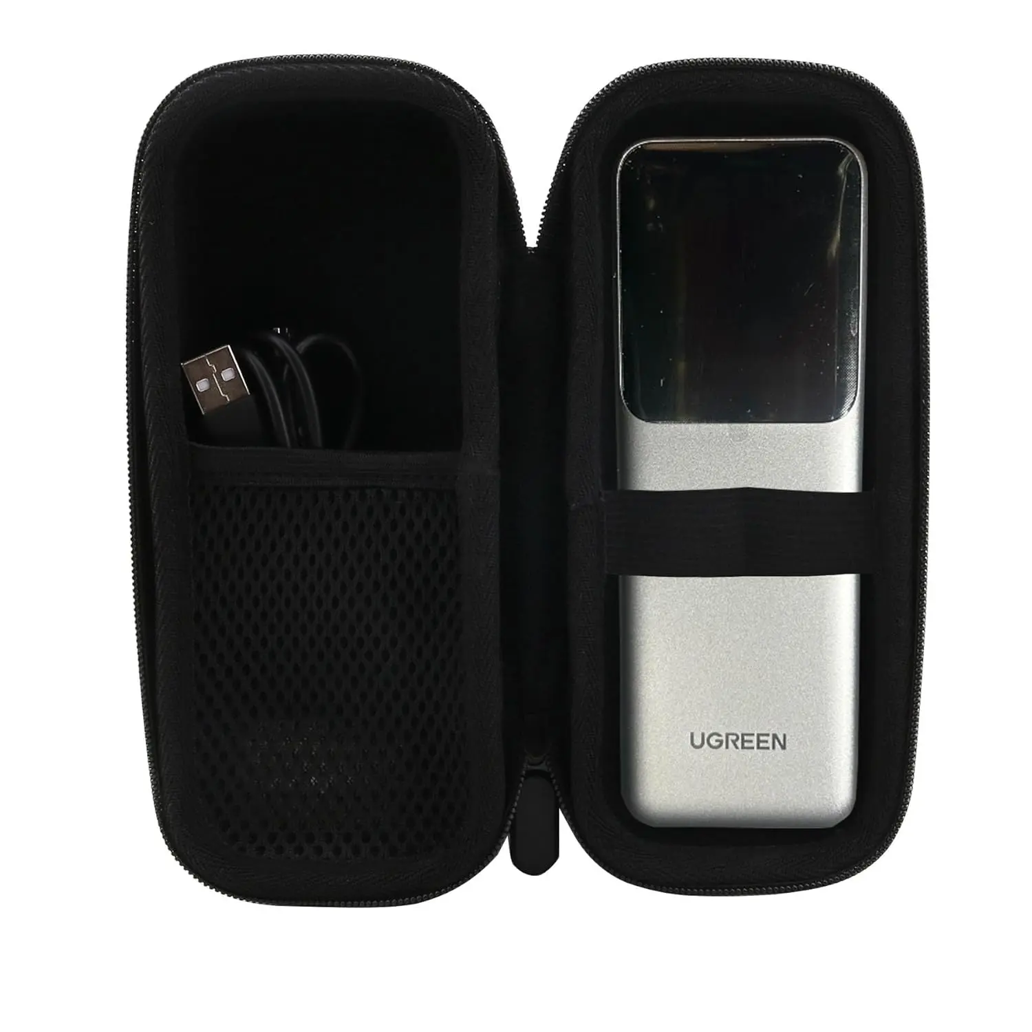 This is a black WERJIA hard EVA case designed to protect your UGREEN Nexode 20000mAh 165W or 25000mAh 200W portable charger from bumps, dents, and scratches during travel and storage; case only, device not included.