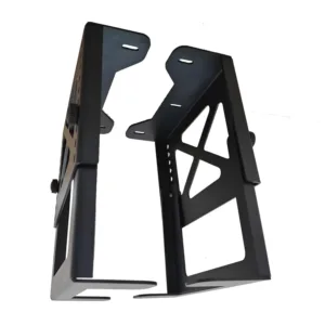 This adjustable under desk PC mount securely holds a computer tower vertically, maximizing desk space and providing stability with its steel frame and vibration-resistant mounting.